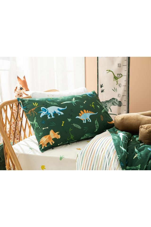 Dinosaurs World Pamuklu Çocuk Nevresim Takımı 160x220 Cm Yeşil
