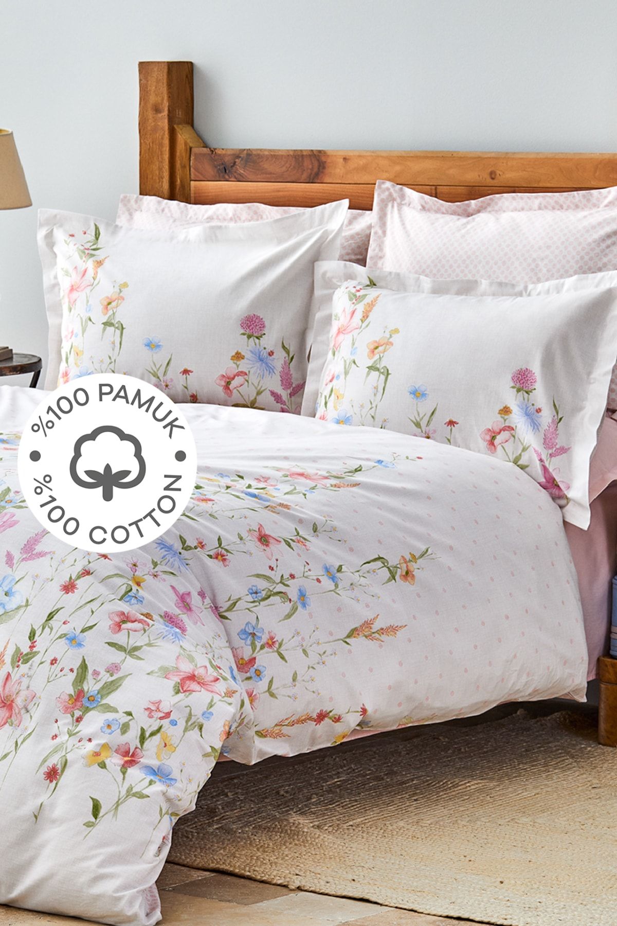 Seina Lilac 100% Cotton Double Duvet Cover Set