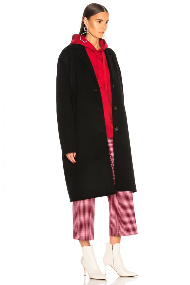 Women's Black Three-Button Wool Cashmere Coat 4525342