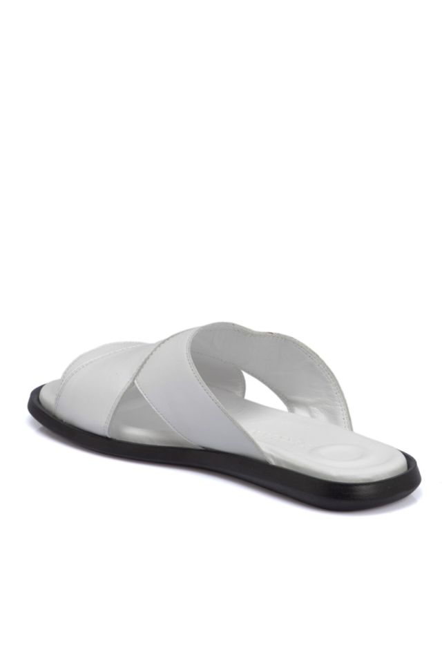 White Leather Men's Slippers