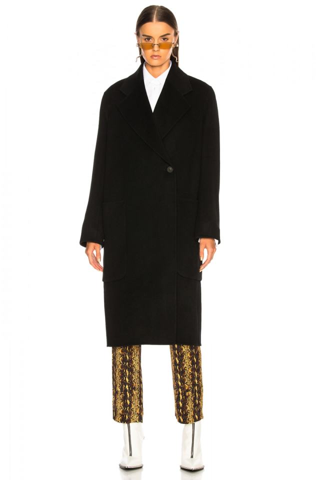 Women's Black Belted Wide Pocket Wool Cashmere Coat 4525343