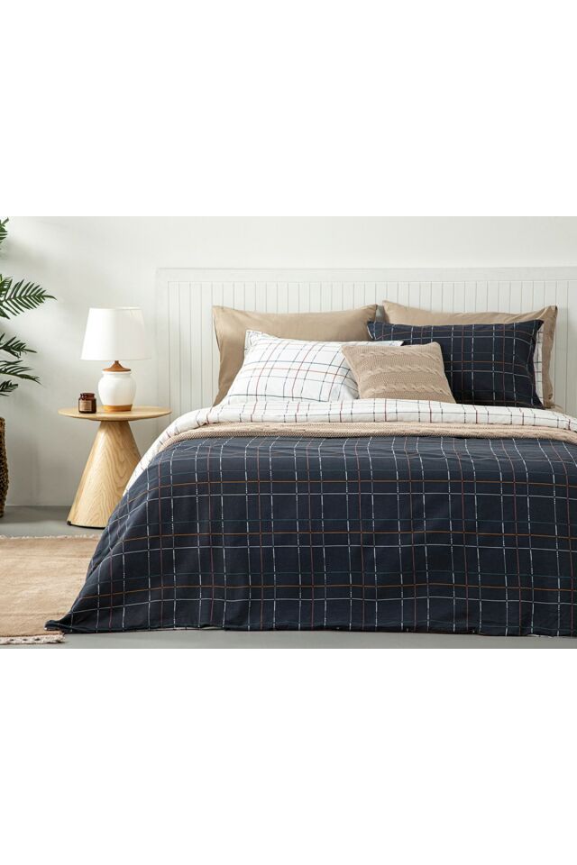 Modern Plaid Pamuklu Çift Kişilik Nevresim Seti 200x220 Cm Gri