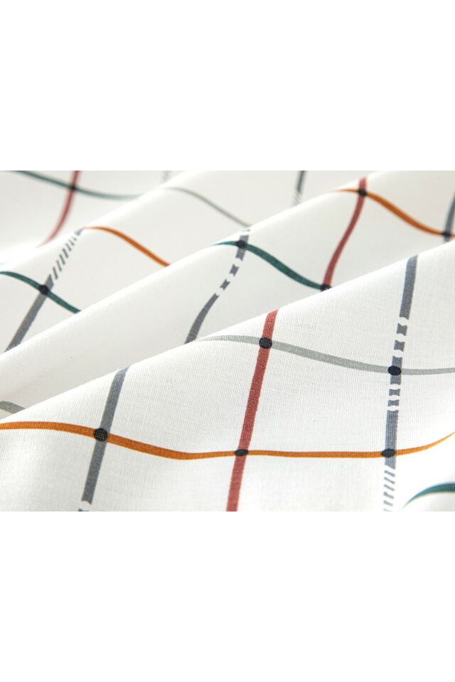 Modern Plaid Pamuklu Çift Kişilik Nevresim Seti 200x220 Cm Gri