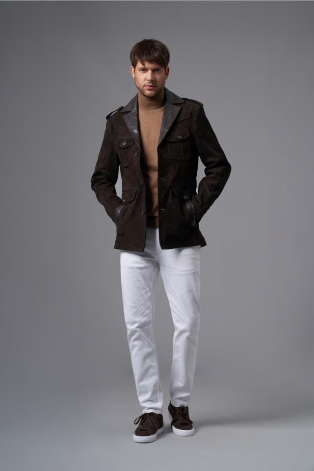 Alessandro Brown Nubuck Leather Coat