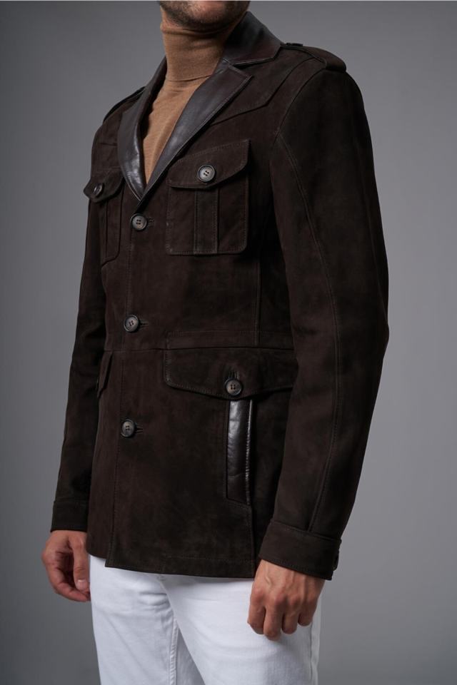 Alessandro Brown Nubuck Leather Coat