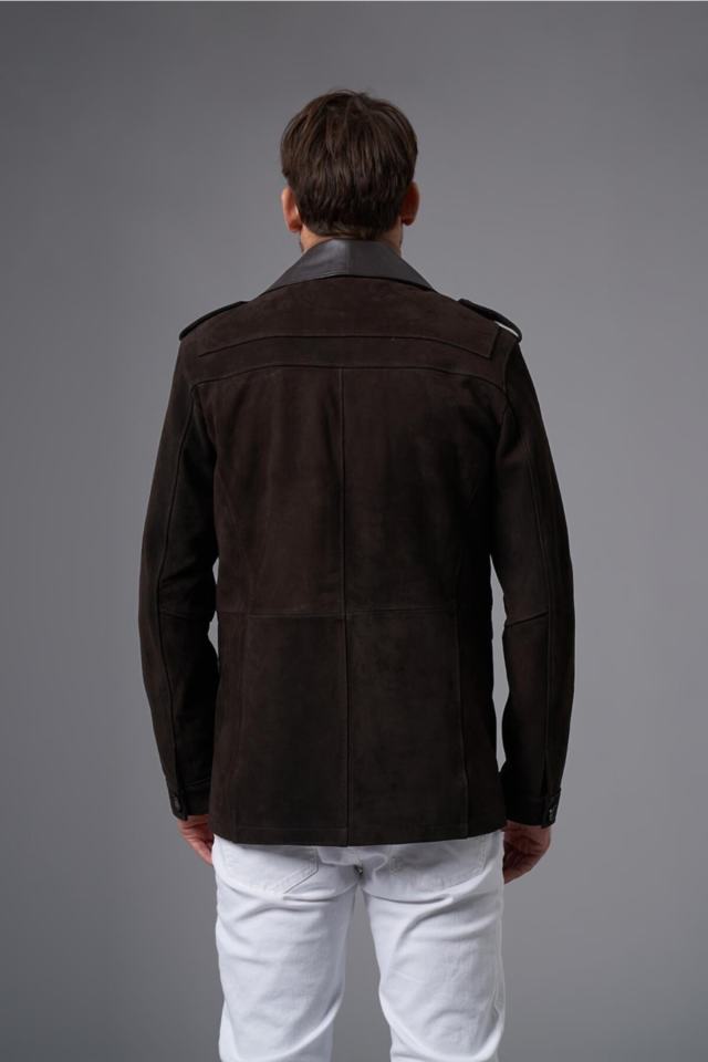 Alessandro Brown Nubuck Leather Coat