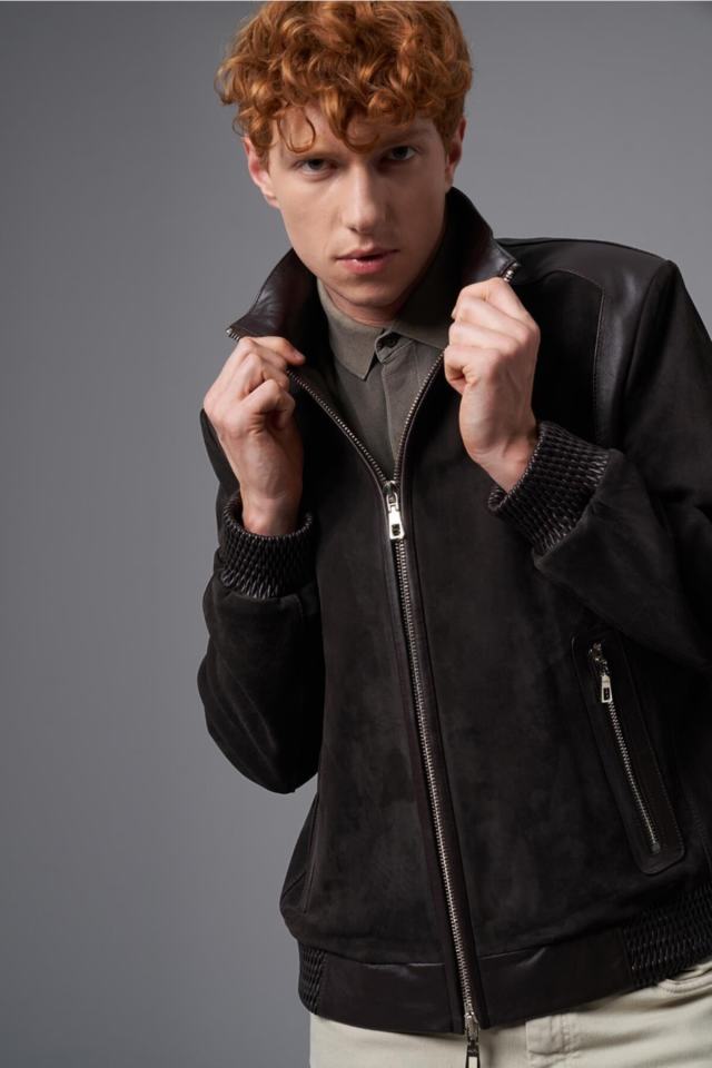 Manmo Brown Nubuck Leather Coat 111572