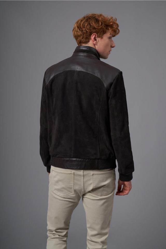 Manmo Brown Nubuck Leather Coat 111572