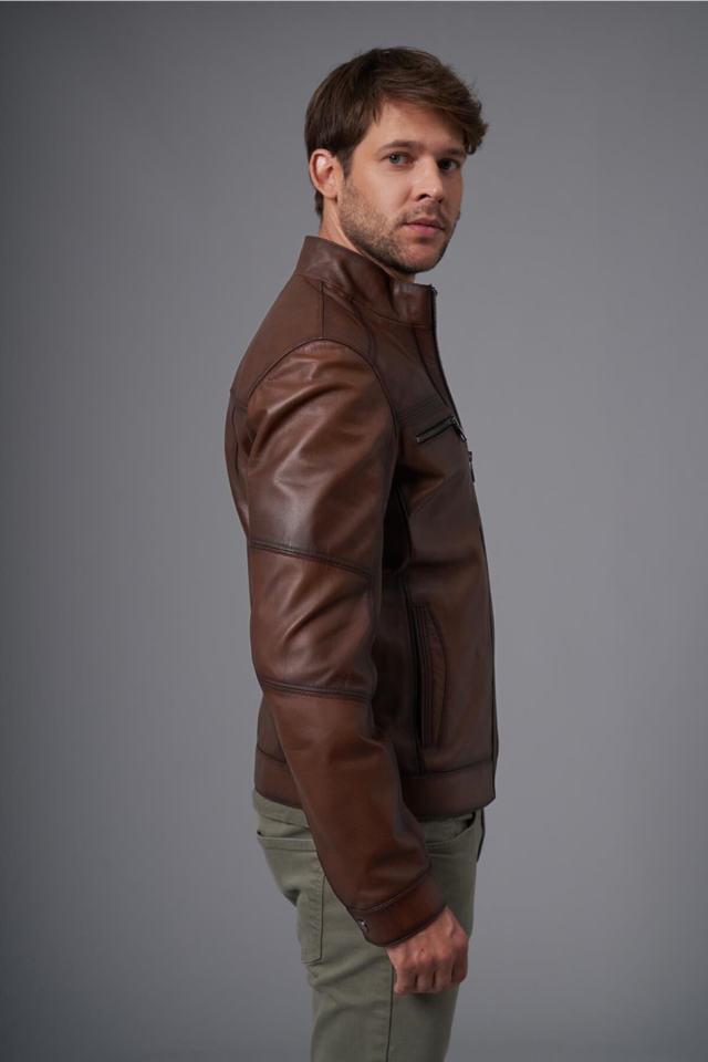 Gabriele Brown Leather Coat 111583