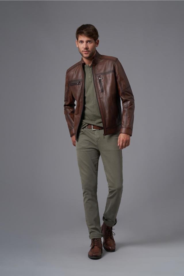 Gabriele Brown Leather Coat 111583