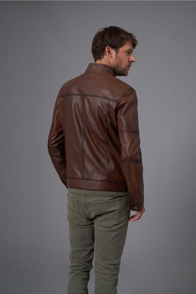 Gabriele Brown Leather Coat 111583