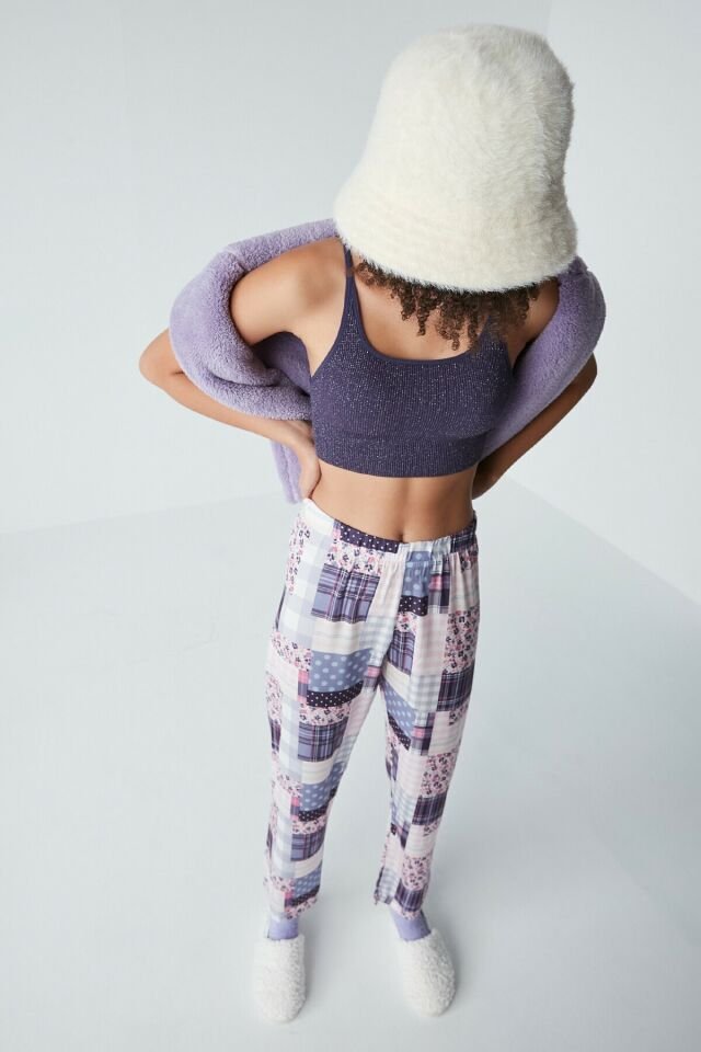 Çok Renkli Patchwork Satin Pantolon