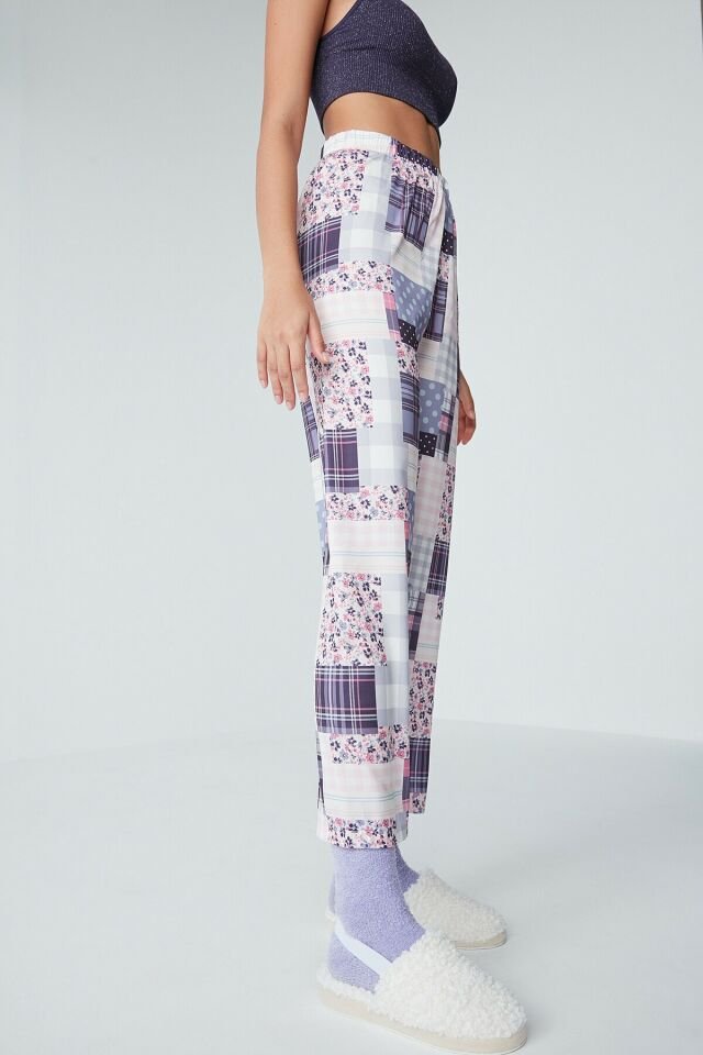 Çok Renkli Patchwork Satin Pantolon