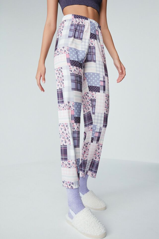 Çok Renkli Patchwork Satin Pantolon