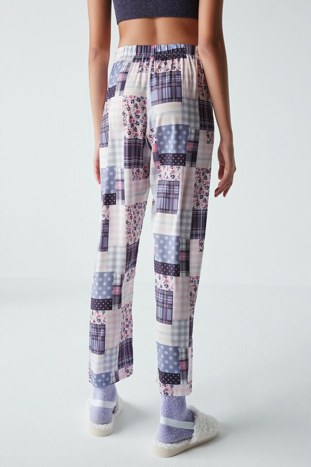 Çok Renkli Patchwork Satin Pantolon
