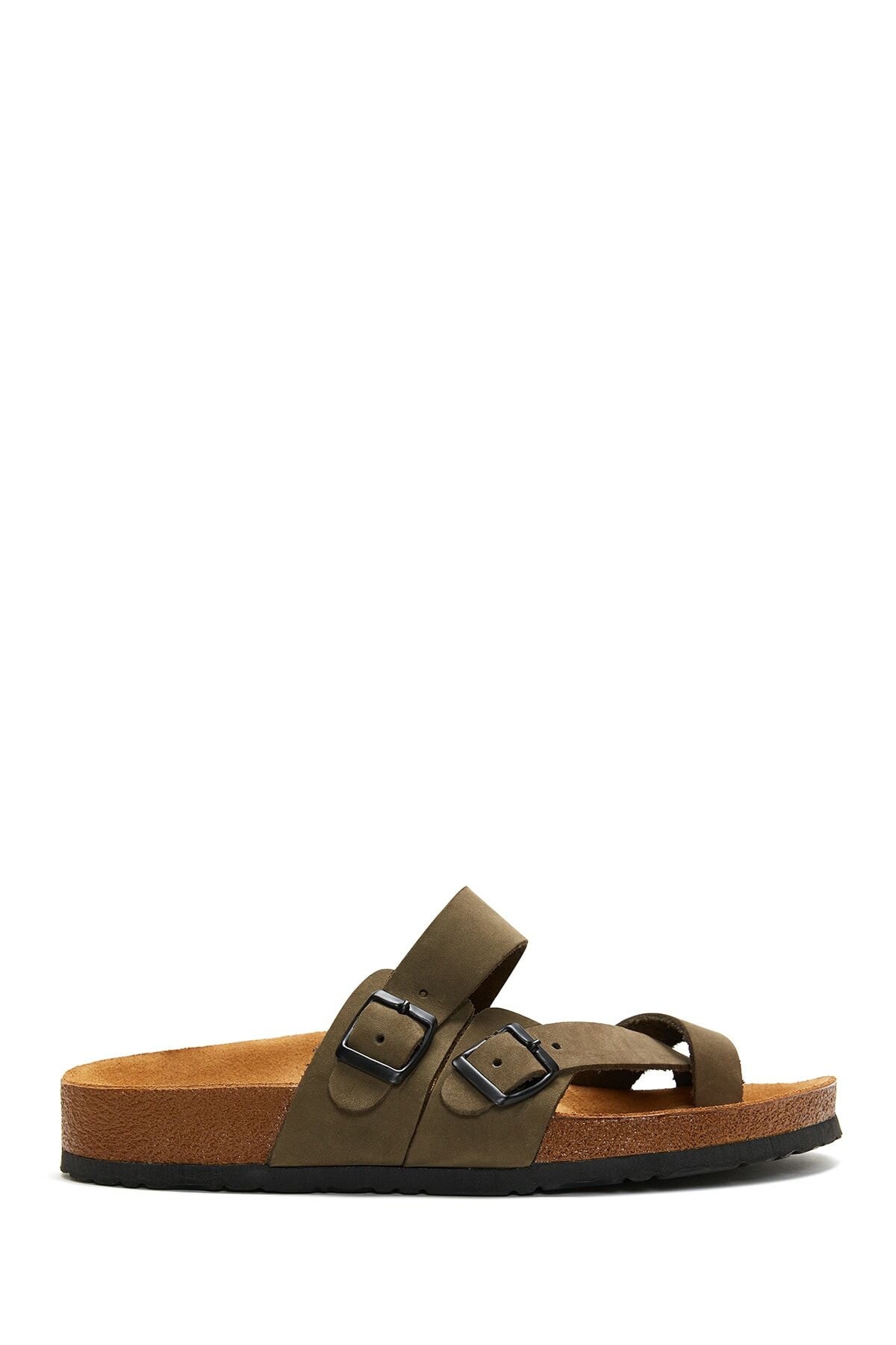 Men's Leather Double Buckled Slippers