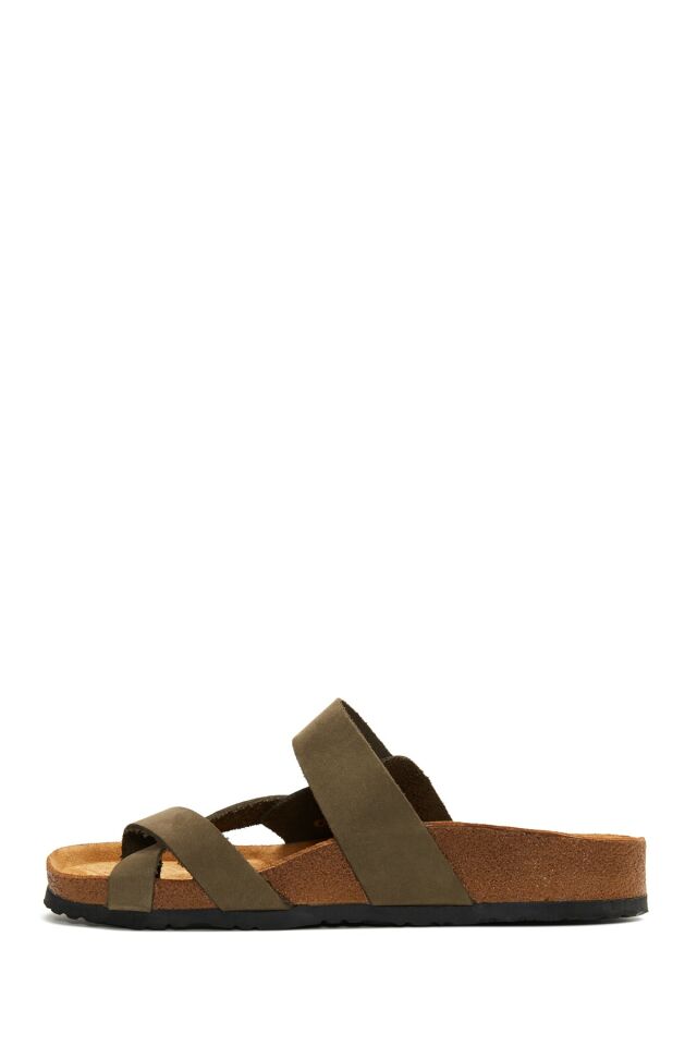 Men's Leather Double Buckled Slippers
