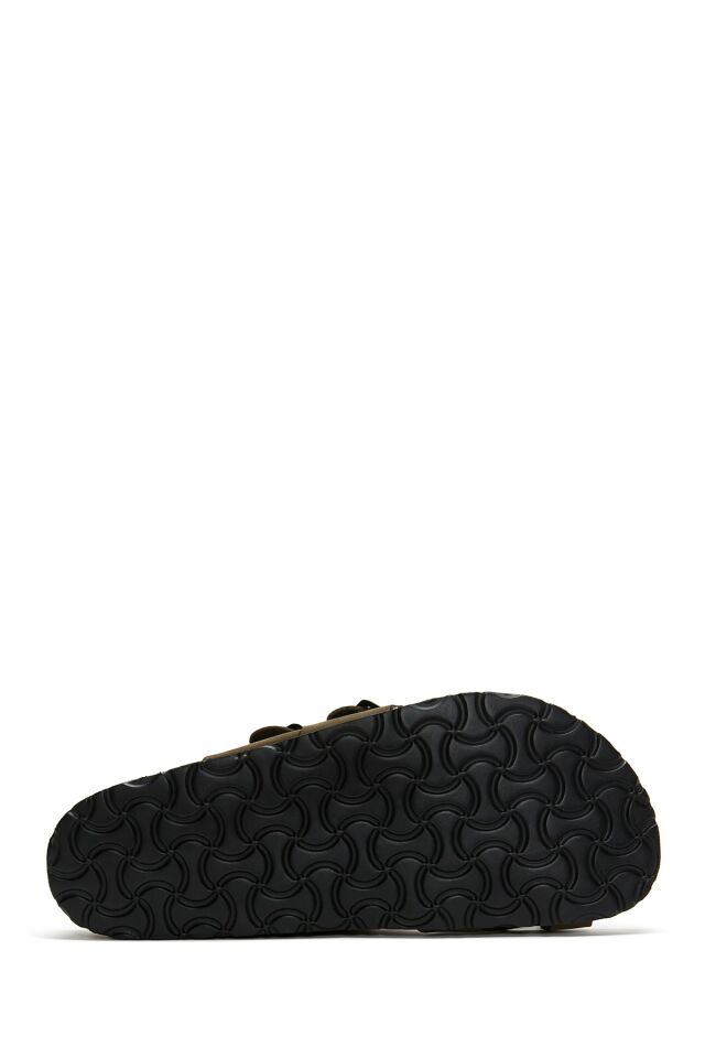 Men's Leather Double Buckled Slippers