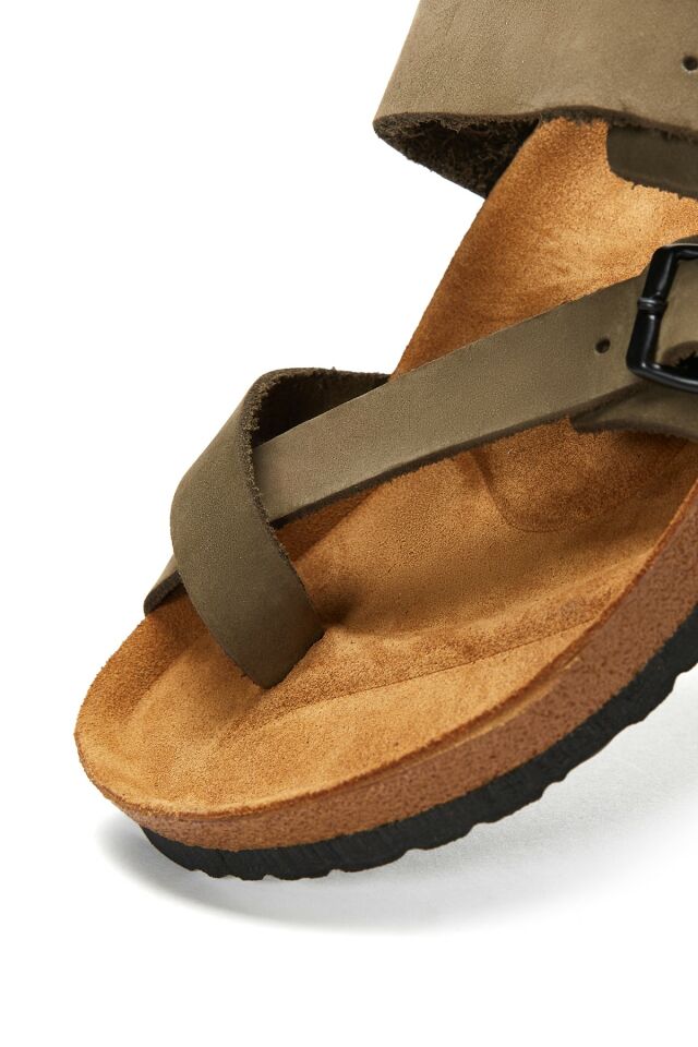 Men's Leather Double Buckled Slippers