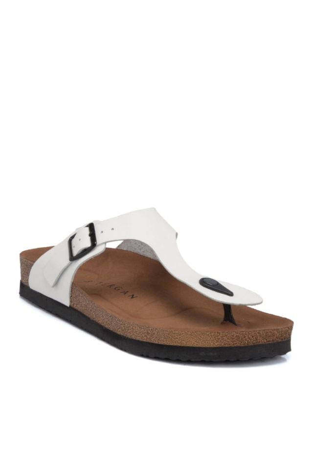 White Leather Men's Slippers