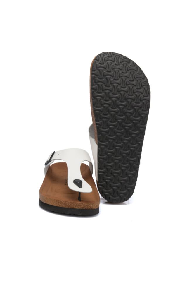 White Leather Men's Slippers