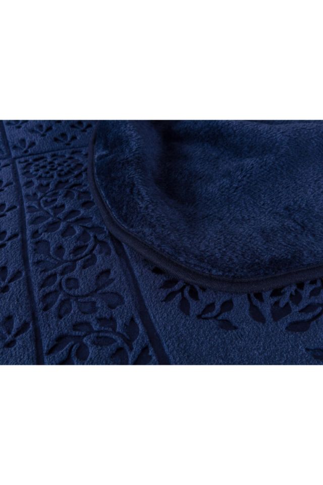 Rochelle Mink Emboss Double Blanket - Navy Blue