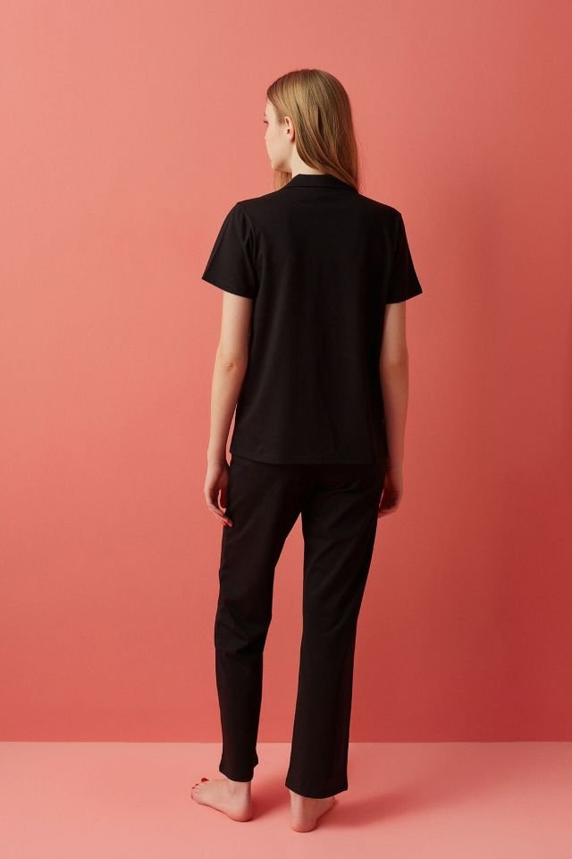 Black Ent Heart Shirt Pajamas Set