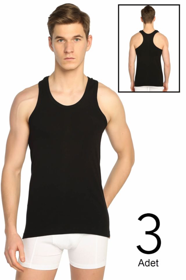 Men's Black 3-Pack Rib Sports Athlete