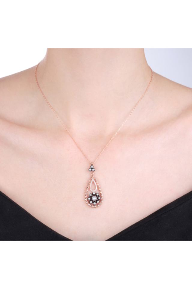 Damla Montürlü Taşlı Gümüş Kadın Set