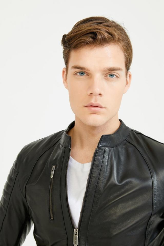 Men's Genuine (Real) Leather Coat Frank Black 111503