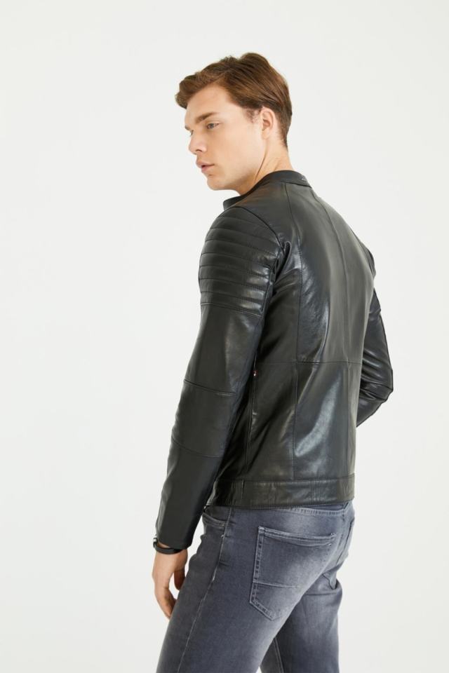 Men's Genuine (Real) Leather Coat Frank Black 111503