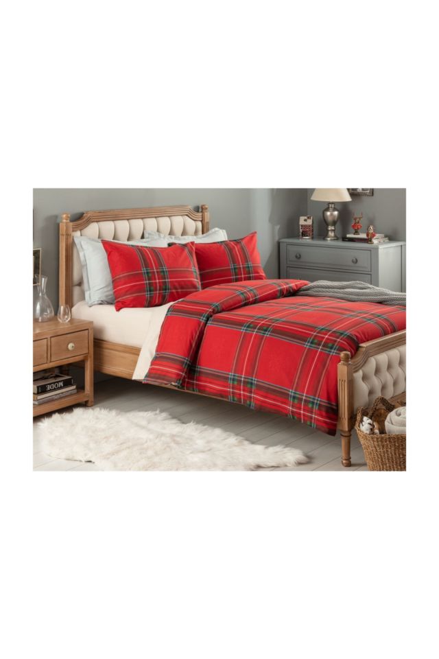 Arcachon Flannel Double Duvet Cover Set - Red