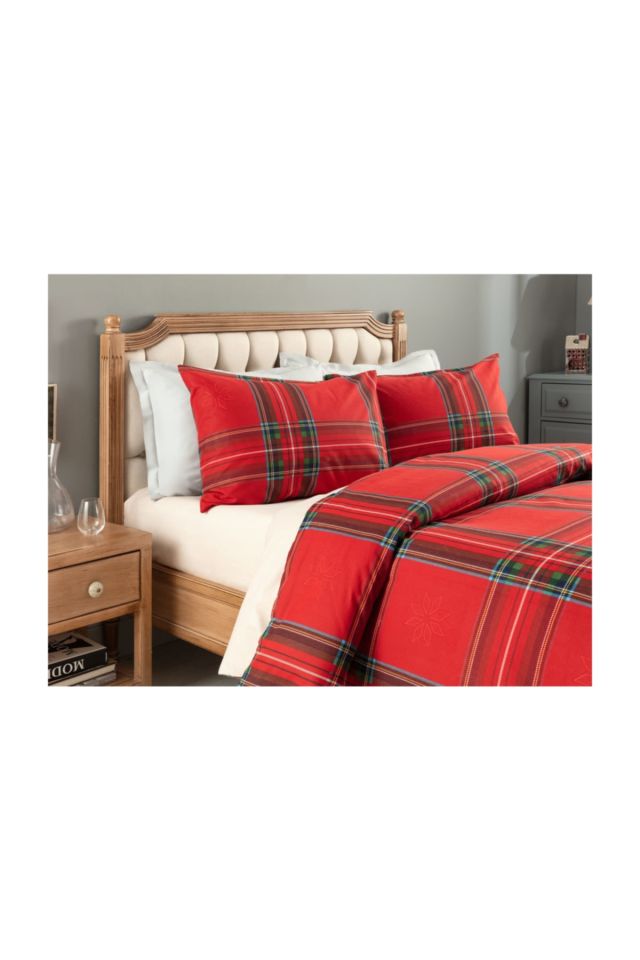 Arcachon Flannel Double Duvet Cover Set - Red