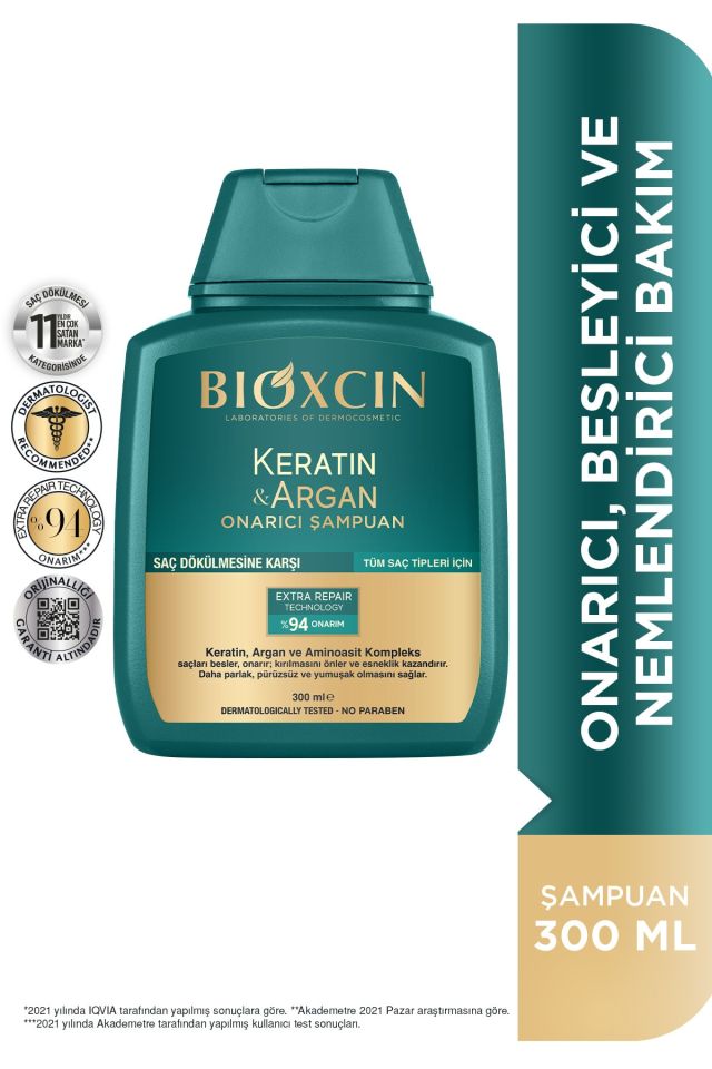 Bioxcin Ceratin-Argan Onarıcı Şampuan 300 Ml - Yıpranmış Ve Hasar Görmüş Saçlar