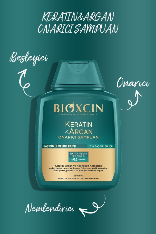 Bioxcin Ceratin-Argan Onarıcı Şampuan 300 Ml - Yıpranmış Ve Hasar Görmüş Saçlar