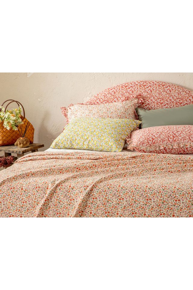 Floweret Baskılı Çift Kişilik Pike 200x220 cm Amber Pembe