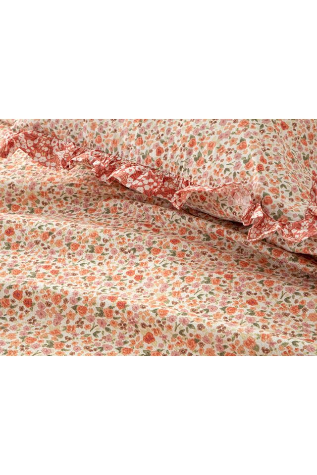 Floweret Baskılı Çift Kişilik Pike 200x220 cm Amber Pembe