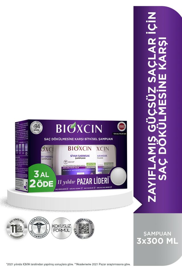 Siyah Sarımsak Şampuan 3x300 Ml - Saç Dökülmesi Karşıtı Şampuan