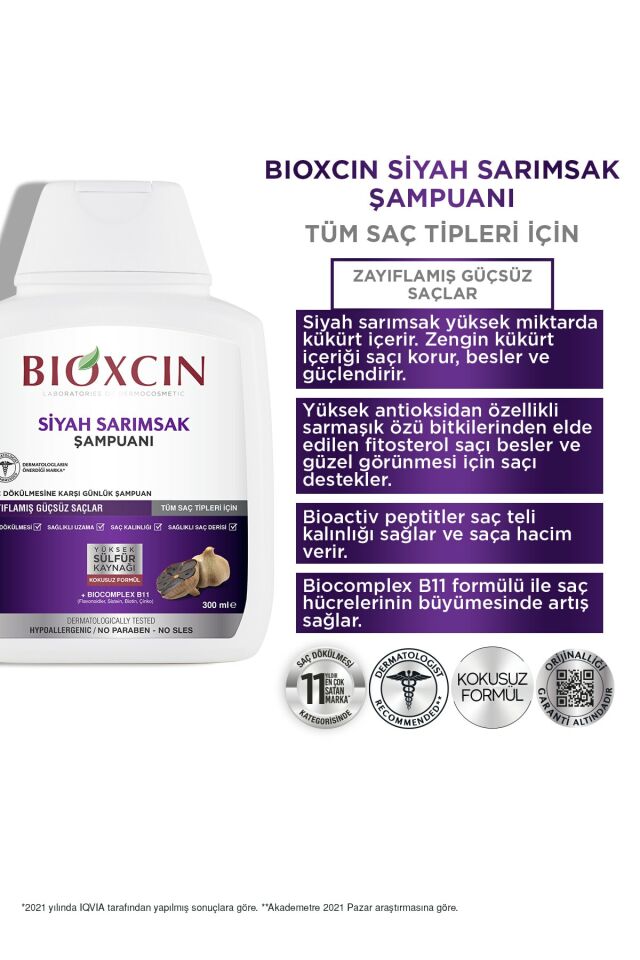 Siyah Sarımsak Şampuan 3x300 Ml - Saç Dökülmesi Karşıtı Şampuan