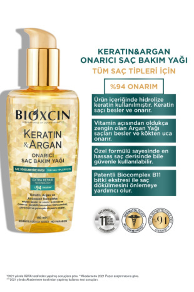 Bioxcin Keratin-Argan Onarıcı Saç Bakım Yağı 150ml