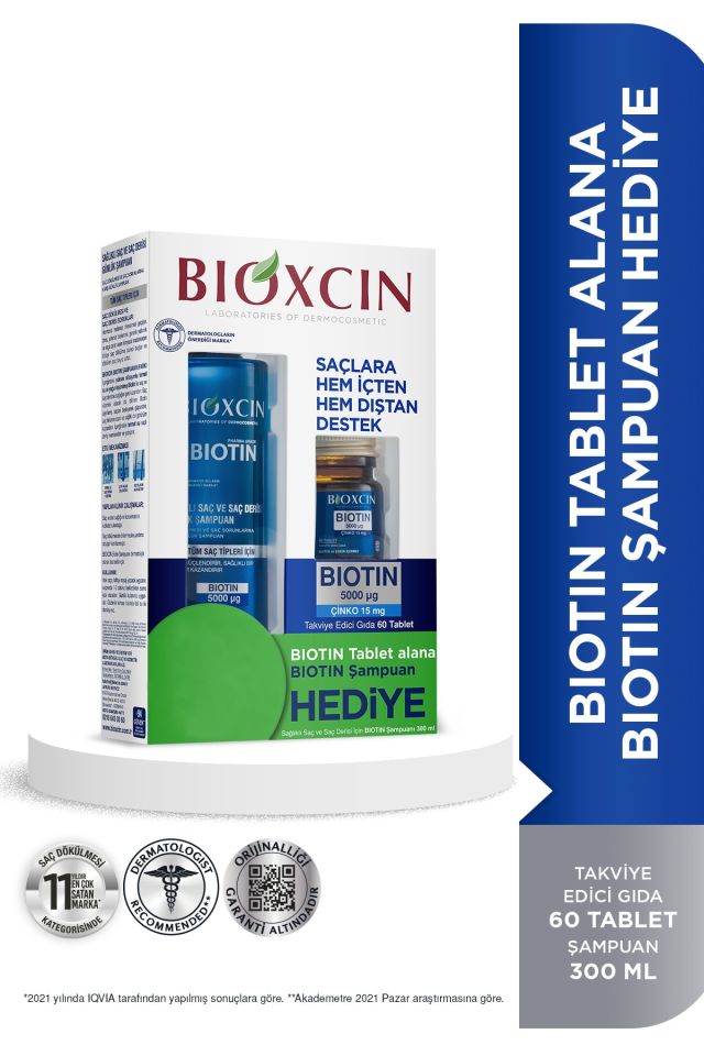 Biotin 5.000 Mg 60 Tablets Biotin Shampoo 300 Ml Gift - Stronger Hair