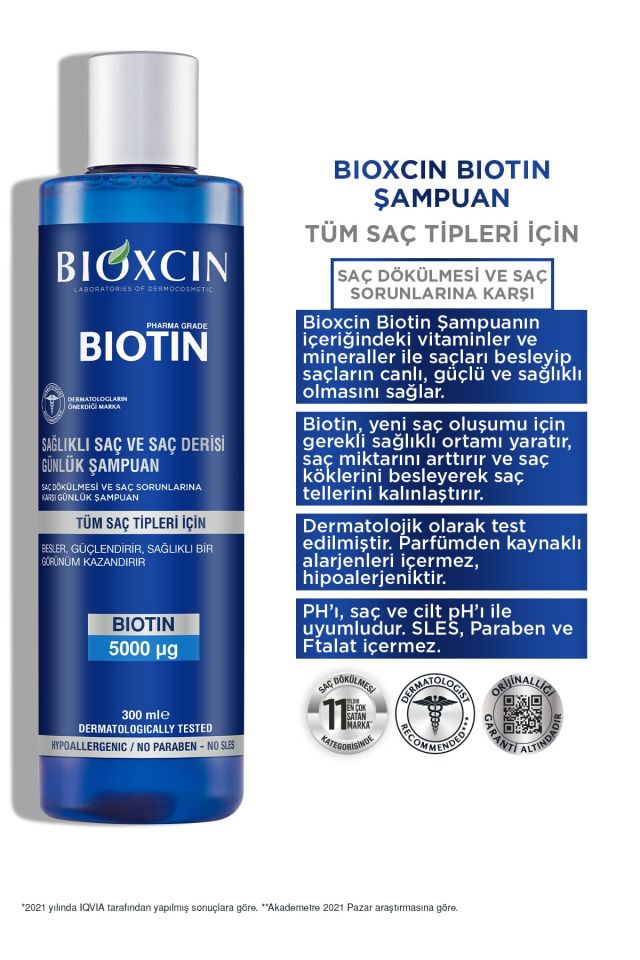 Biotin 5.000 Mg 60 Tablets Biotin Shampoo 300 Ml Gift - Stronger Hair