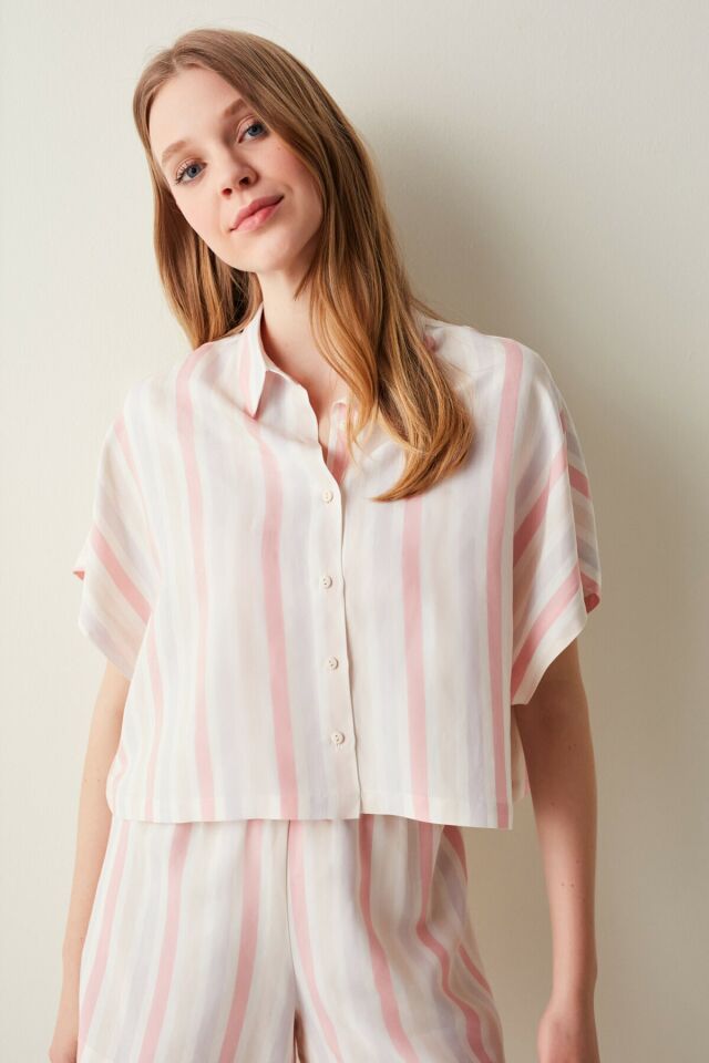 Warm Stripes Shirt Pajama Top