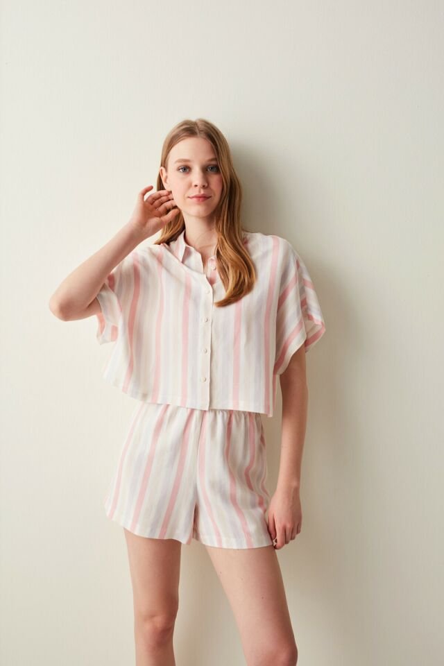 Warm Stripes Shirt Pajama Top