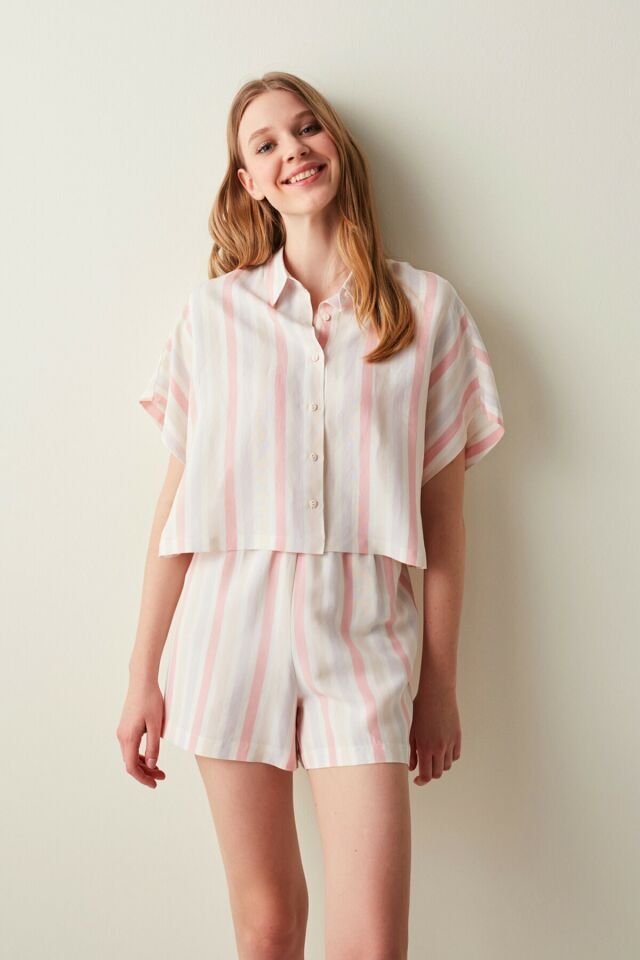 Warm Stripes Shirt Pajama Top