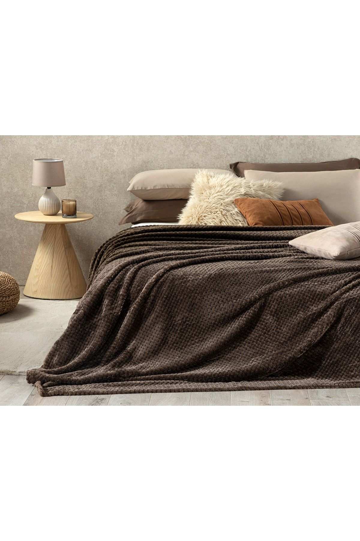 Puffy Bubble Super Soft Double Blanket 200x220 cm Brown