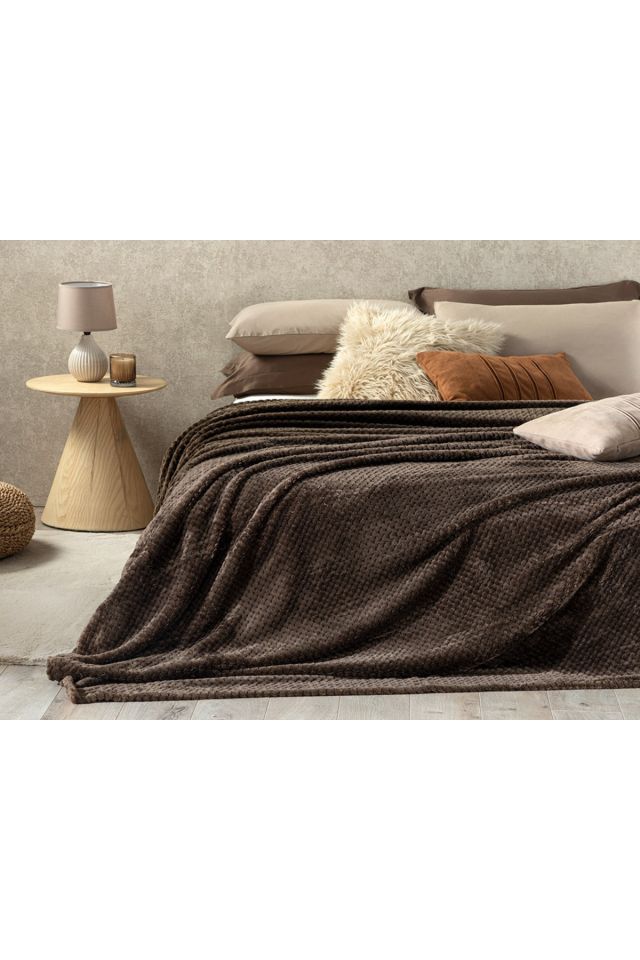 Puffy Bubble Super Soft Double Blanket 200x220 cm Brown