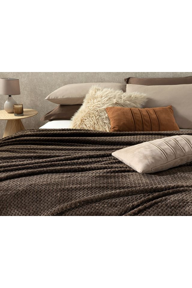 Puffy Bubble Super Soft Double Blanket 200x220 cm Brown