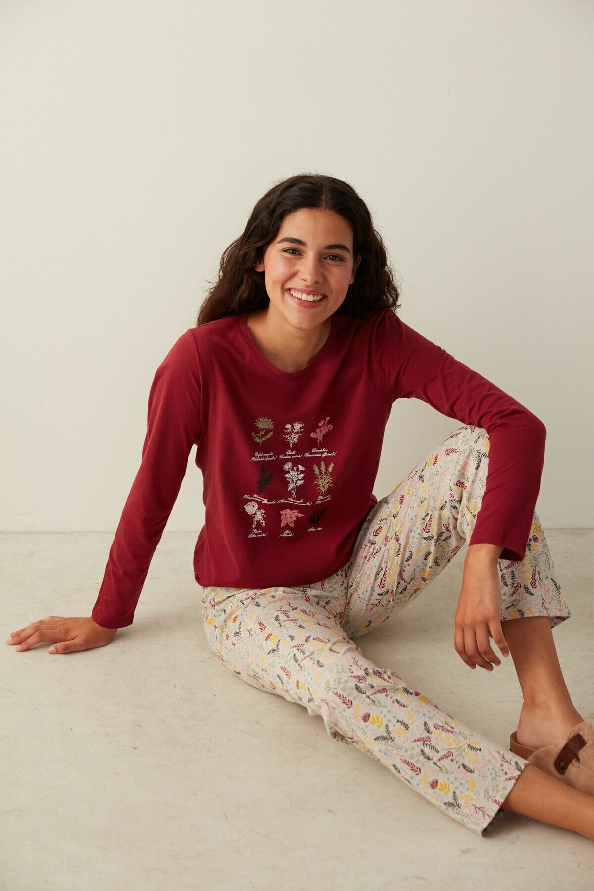 Çok Renkli Sweet Flowers Pantolon Pijama Takımı