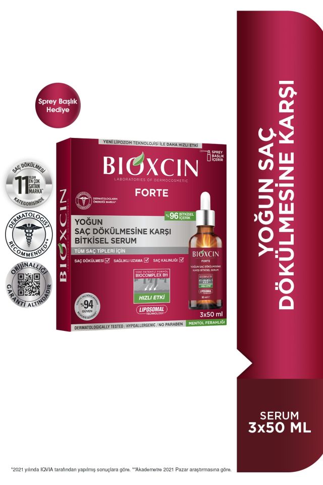 Forte Yoğun Saç Dökülmesine Karşı Bitkisel Saç Serumu 3 X 50 ml Lipozom Teknolojisi